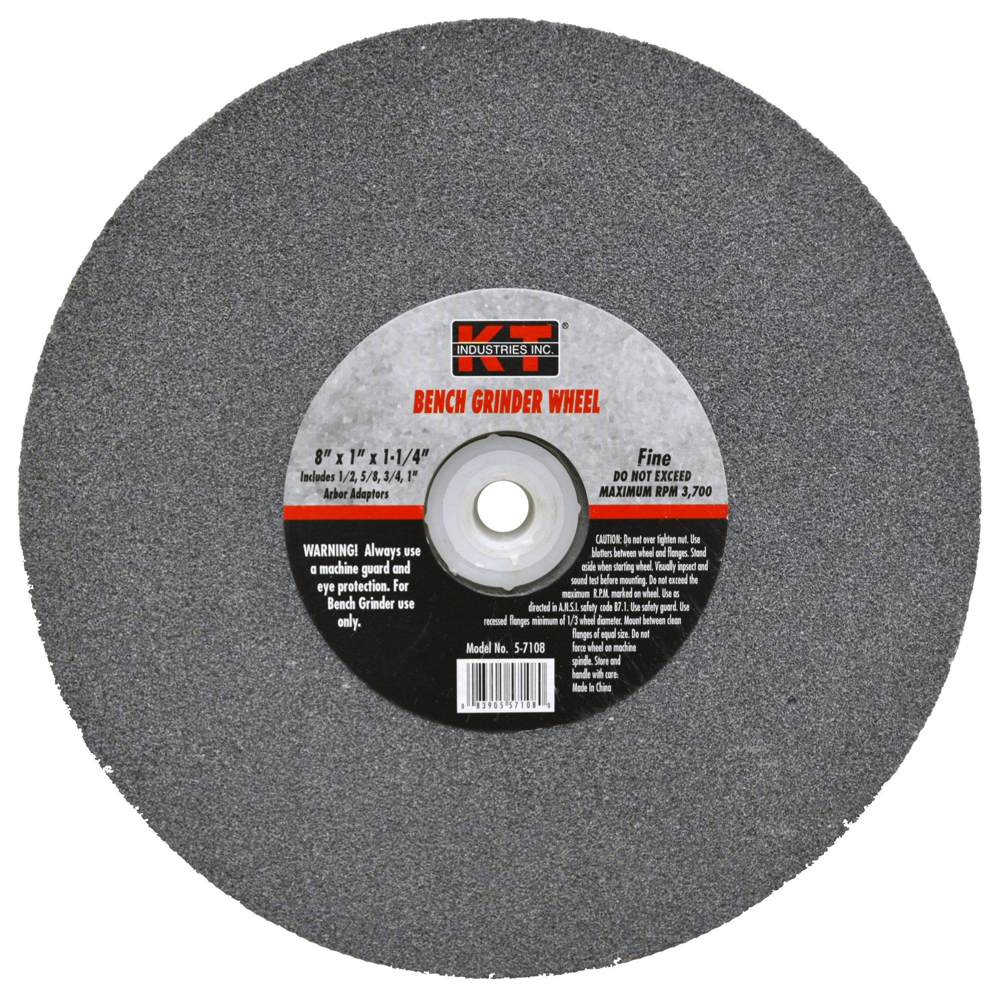 K-T Industries Bench Grinder Wheel — 8in. x 1in., Fine Grit, Aluminum Oxide, Model# 5-7108